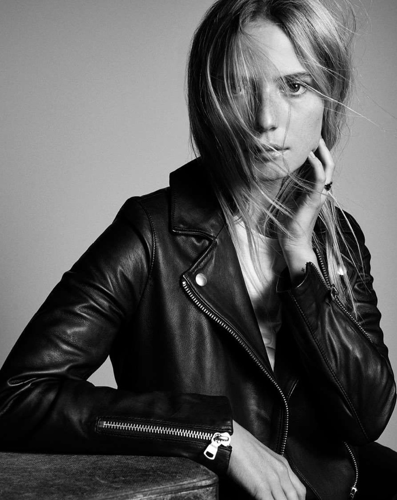H&M Leather Biker Jacket and Cashmere Sweater in Grey