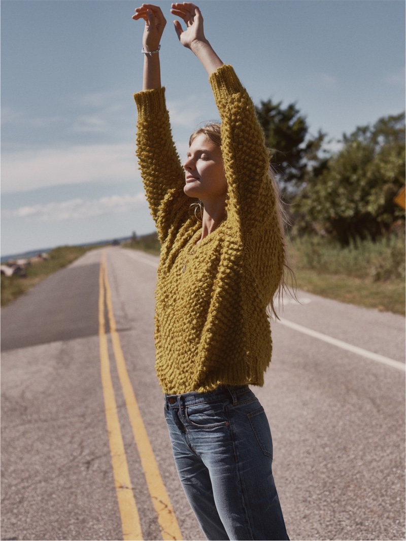 Madewell Popstitch Sweater and Cruiser Straight Jeans