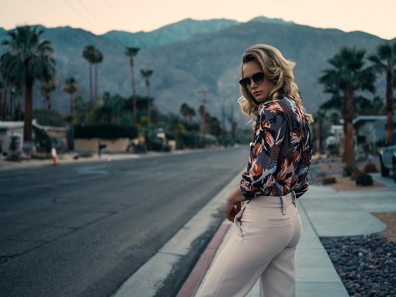 Anmari Botha models Dorothee Schumacher blouse and pants