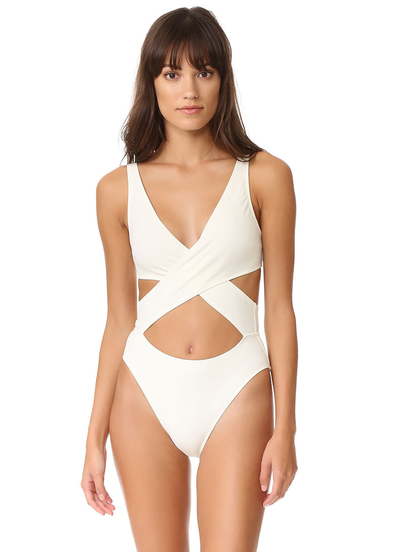 Solid & Striped Poppy Wrap One Piece Swimsuit