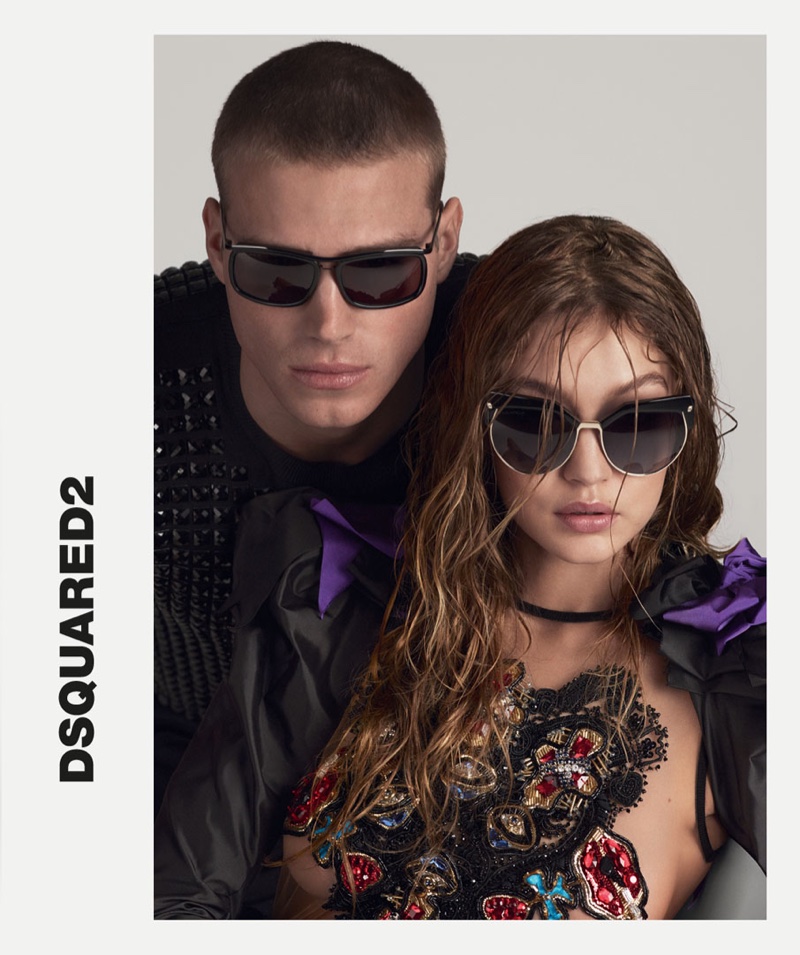 Matthew Noszka and Gigi Hadid appear in DSquared2's spring 2017 eyewear campaign