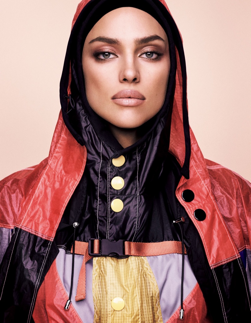 Irina Shayk gets her closeup in Prada jacket
