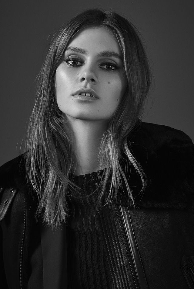 REISS Nell Shearling Biker Jacket, Rockie Tux Jacket and Mell Textured Long-Sleeve Top