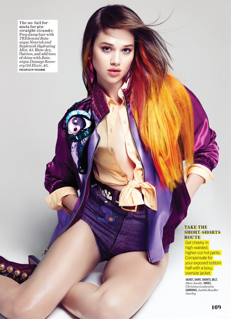 Anais Pouliot models Marc Jacobs jacket, shirt, shorts and belt