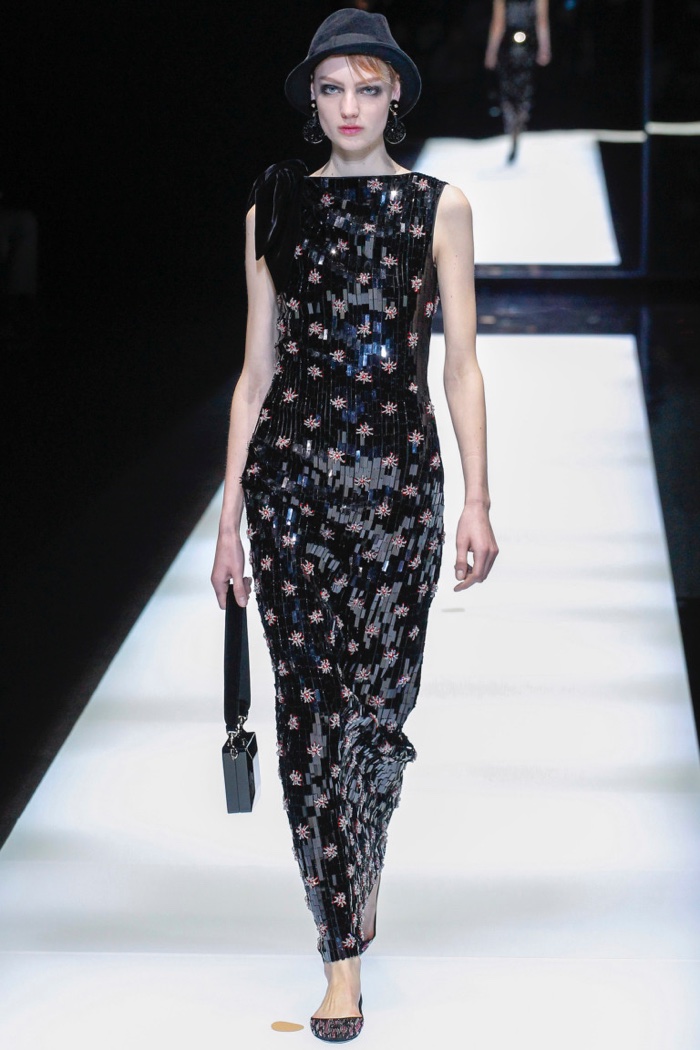 Crystal embellished gown from Giorgio Armani’s fall-winter 2017 collection