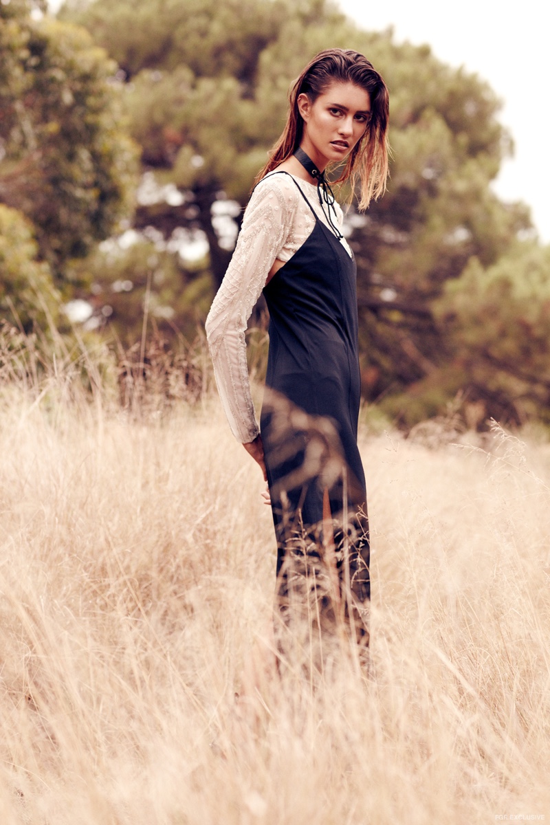 Jacinta James Jumpsuit and Choker (worn backwards); Ae’lkemi Bodysuit (worn underneath) and Nine West Heels