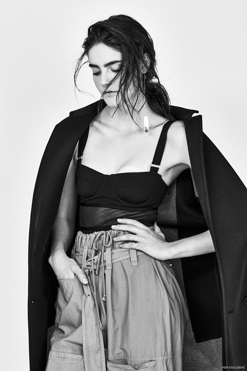 Coat and Bodysuit Max Mara, Pants Acne and Earring Dinosaur Design