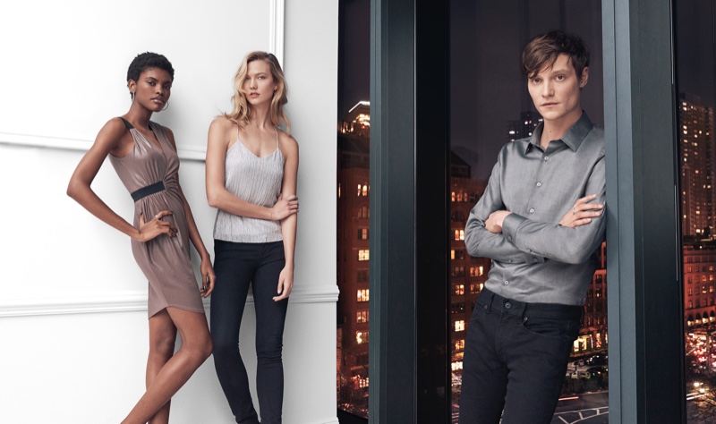 Karlie Kloss wears Express Pleated Metallic Cami