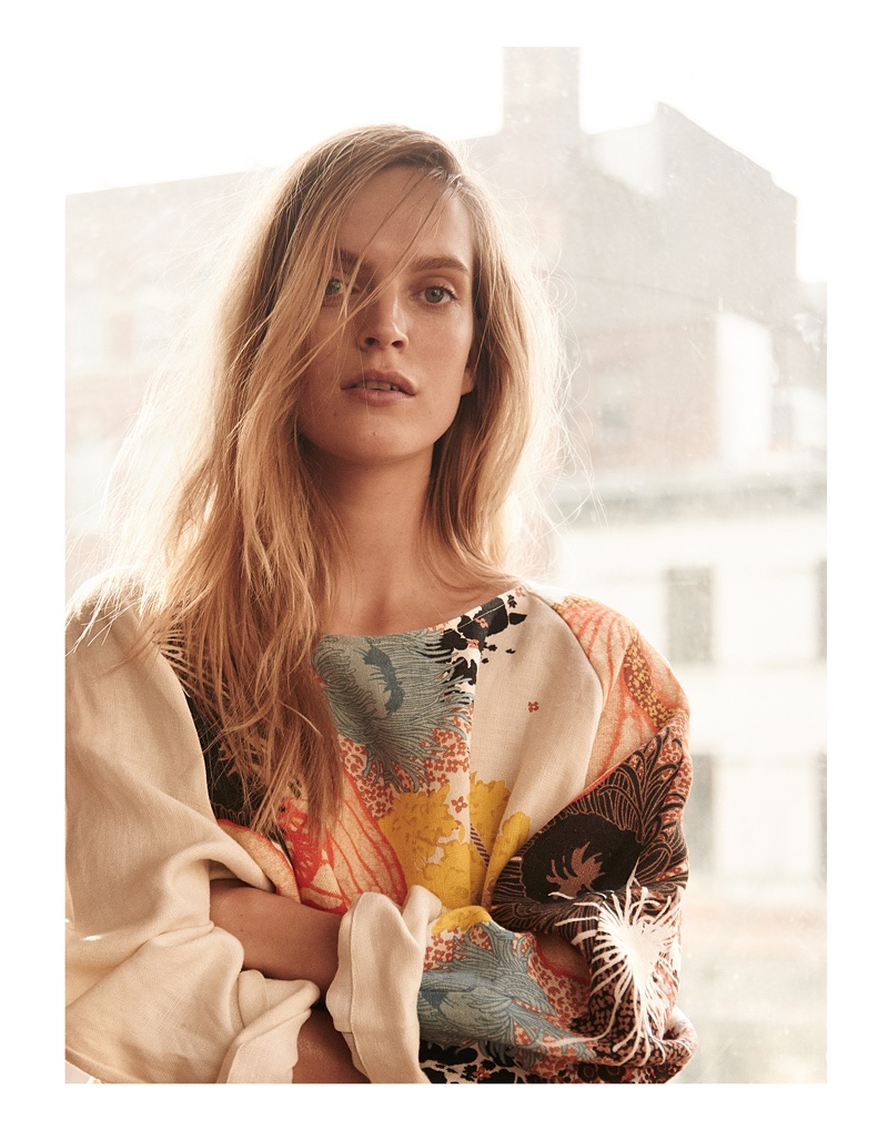 Photographed by Kevin Sinclair, Mirte Maas poses in the spring collections
