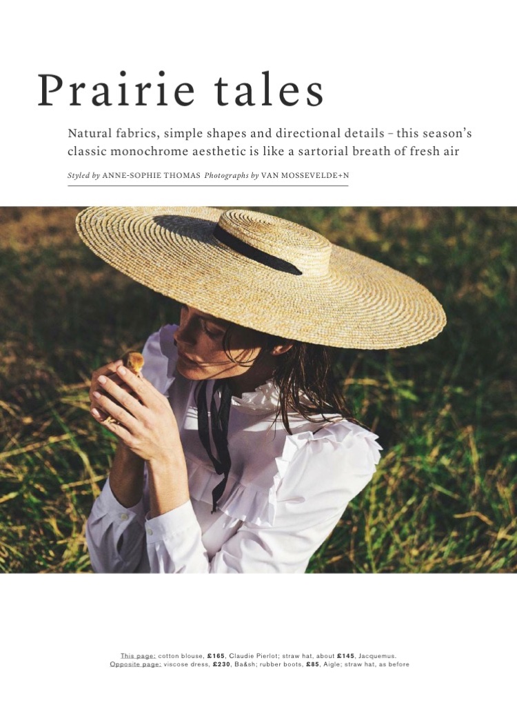 Mini Anden wears Claudie Pieriot cotton blouse and Jacquemus straw hat