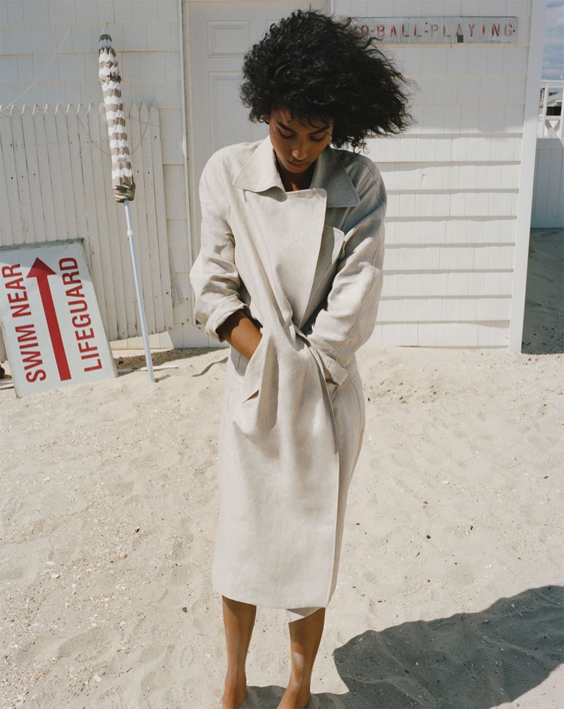 Imaan Hammam usa Zara Linen Trench Coat