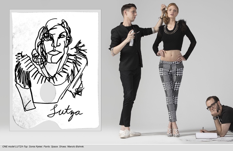 Lutza wears Sonia Rykiel Top, Space Pants and Manolo Blahnik Shoes