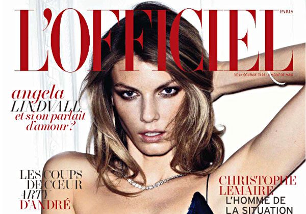 Angela Lindvall in Giorgio Armani for L’Officiel Paris May 2011 (Cover)