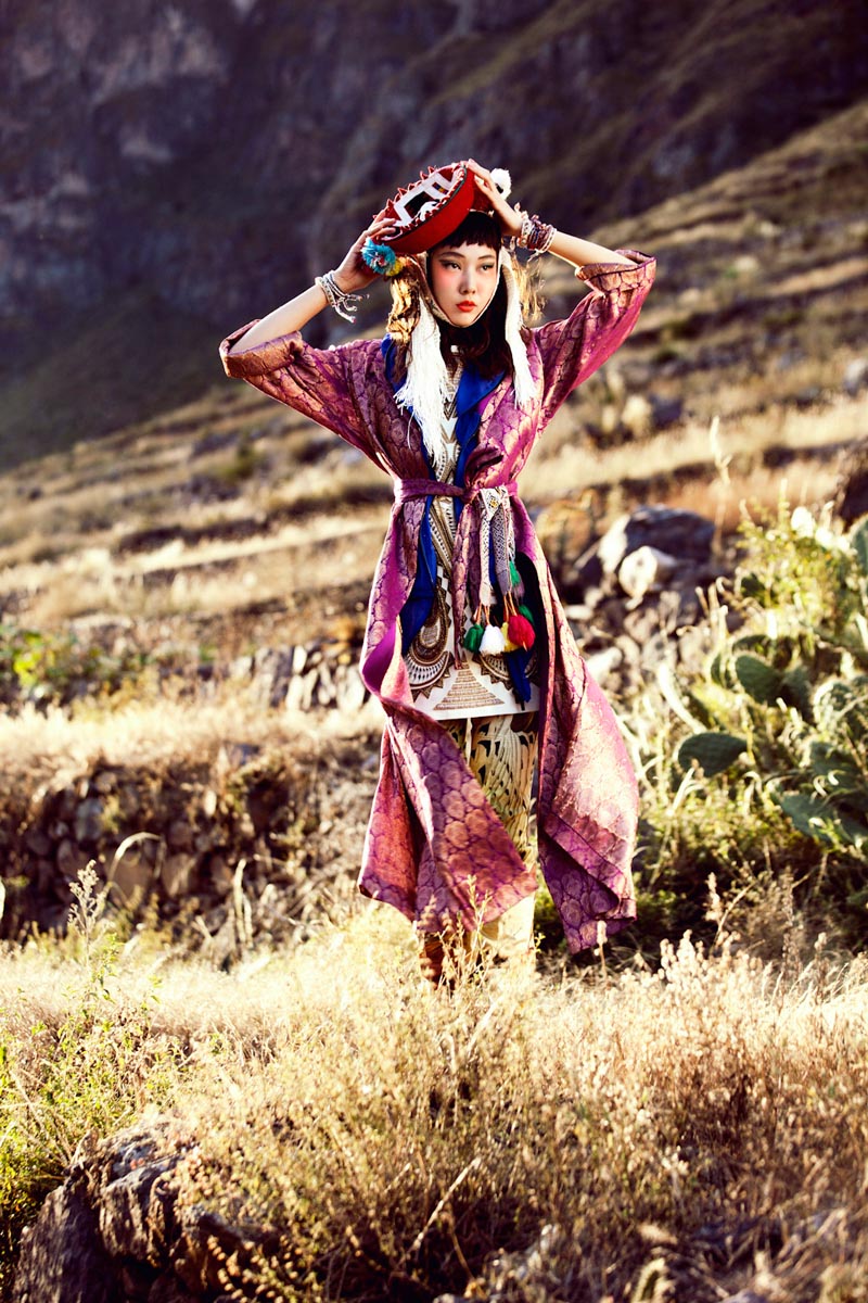 Han Hye Jin Embraces the Colors of Peru in Vogue Korea’s July Issue by Alexander Neumann