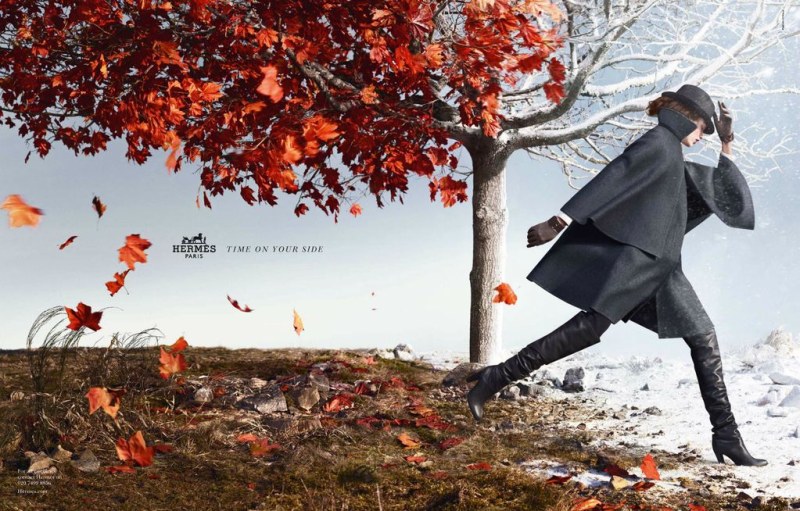 Bette Franke Leaps into Action for Hermès' Fall 2012 Campaign by Nathaniel Goldberg