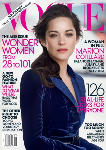 Marion Cotillard Graces the August 2012 Cover of Vogue US by Peter Lindbergh Marion Cotillard Graces the August 2012 Cover of Vogue US by Peter Lindbergh
