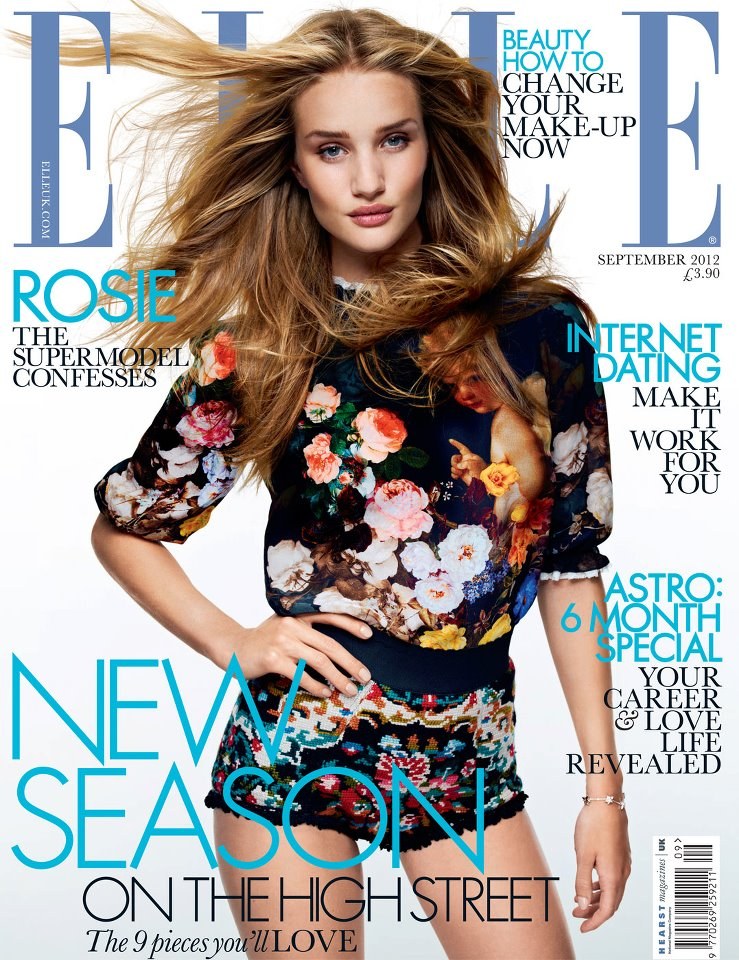 Rosie Huntington-Whiteley Dons Dolce & Gabbana for Elle UK’s September 2012 Cover