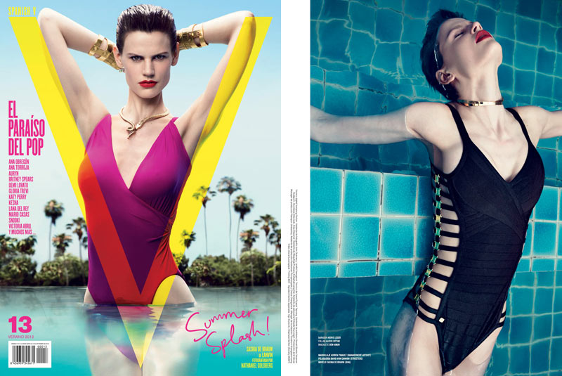 Saskia de Brauw Sizzles in Swimwear for V Spain's Summer Cover Shoot by Nathaniel Goldberg
