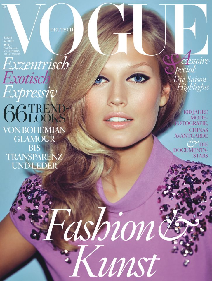 Toni Garrn Dons Bottega Veneta for Vogue Germany's August 2012 Cover