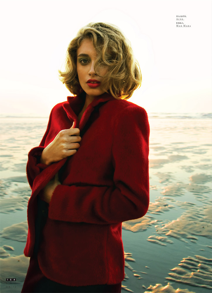 Adeline Jouan Dons Red Looks for SnC September 2012 by Nikolay Biryukov