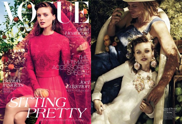 Bella Heathcote Dons Romantic Looks for Vogue Australia's September Cover Story Bella Heathcote Dons Romantic Looks for Vogue Australia's September Cover Story