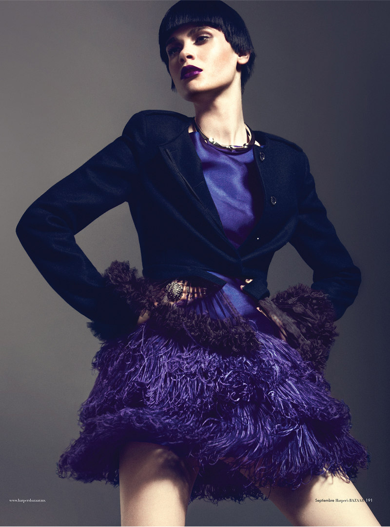 Reka Nagy Has Purple Power for Harper's Bazaar Mexico October 2012 by Kevin Sinclair