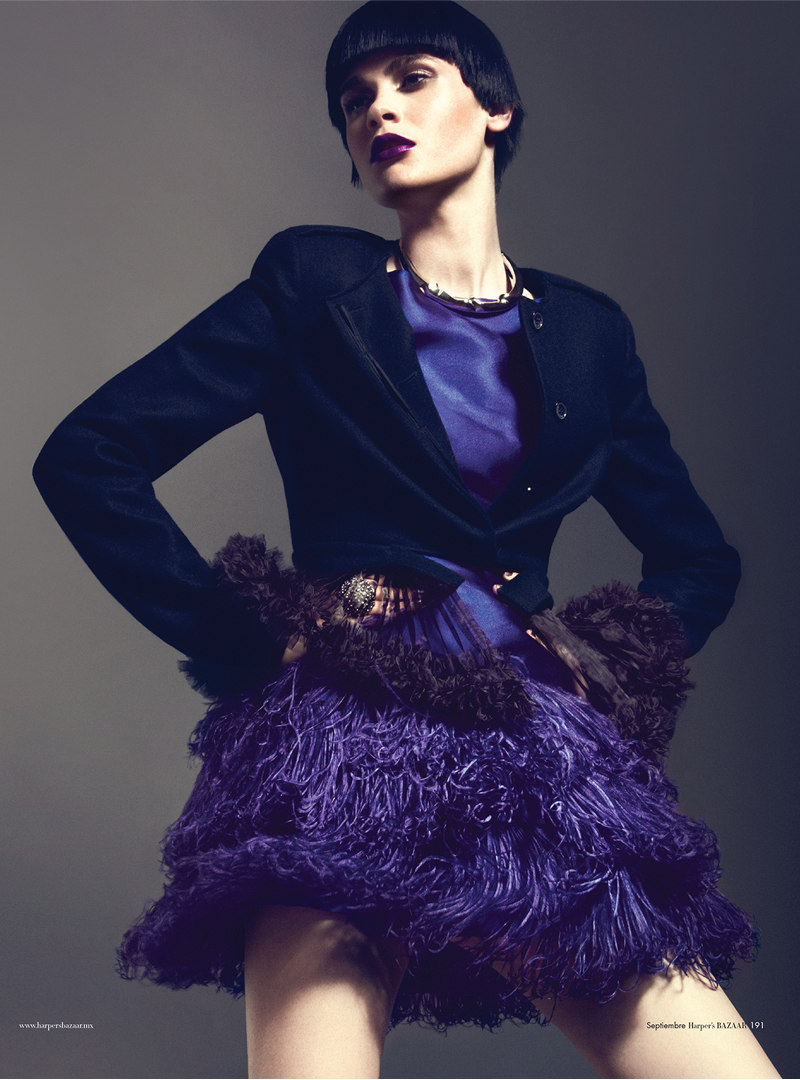 Reka Nagy Has Purple Power for Harper’s Bazaar Mexico October 2012 by Kevin Sinclair