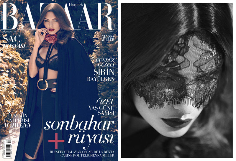 Alyssa Miller Sports Lingerie for Harper’s Bazaar Turkey’s October Cover Shoot by Koray Birand