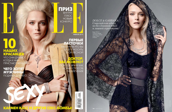 Elle Russia February | Carmen Kass by Marcin Tyszka
