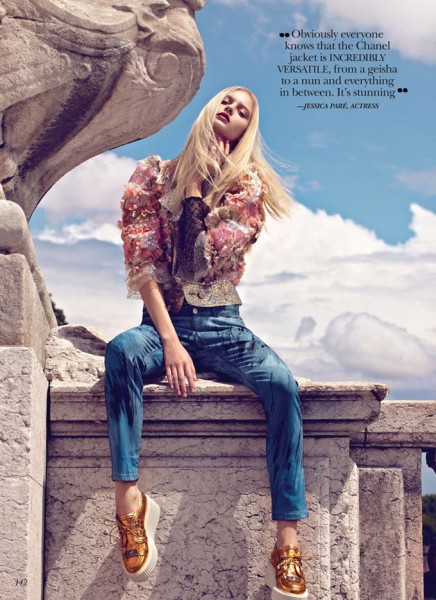 Nastya Kusakina Dons the Chanel Jacket for Flare October 2012 by Max Abadian Nastya Kusakina Dons the Chanel Jacket for Flare October 2012 by Max Abadian