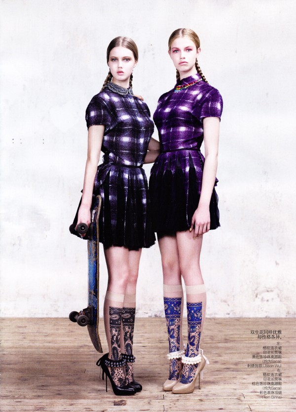 Lindsey Wixson & Hailey Clauson by Willy Vanderperre for Vogue China March 2011