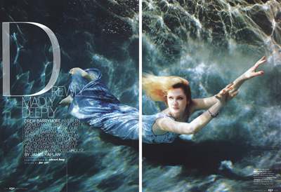 Drew Barrymore is a Underwater Goddess in Elle