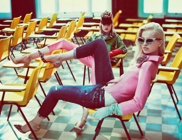 Daphne Groeneveld, Bette Franke & Frida Aasen Go Back to School for DSquared2's Fall 2012 Campaign by Mert & Marcus