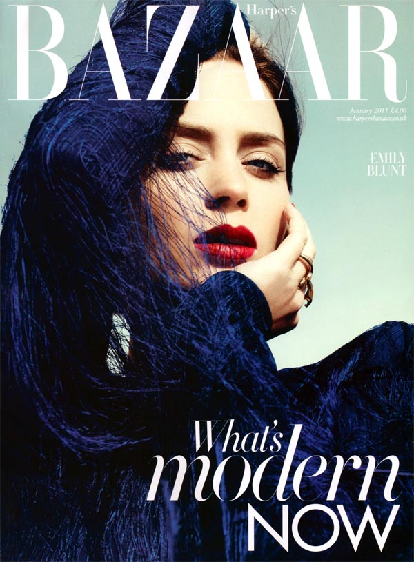 Harper’s Bazaar UK January 2011 Cover | Emily Blunt by Paola Kudacki