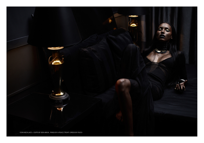 Jasmine Tookes Wears Dark Fall Fashions for the Cover Shoot of Lurve #6