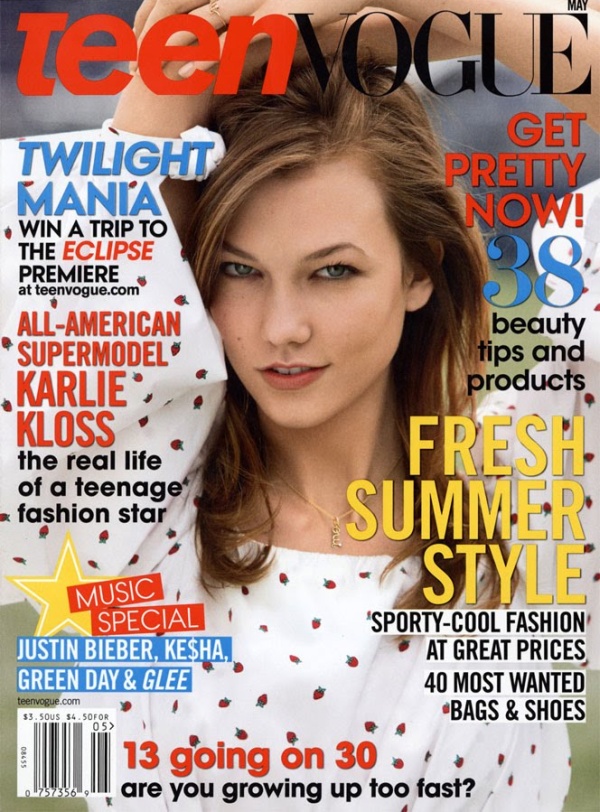 Teen Vogue May 2010 Cover | Karlie Kloss by Patrick Demarchelier