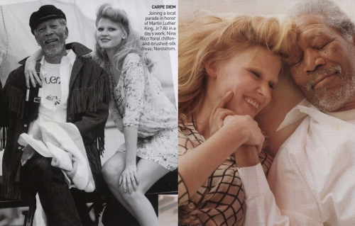 Morgan Freeman & Lara Stone in Vogue US