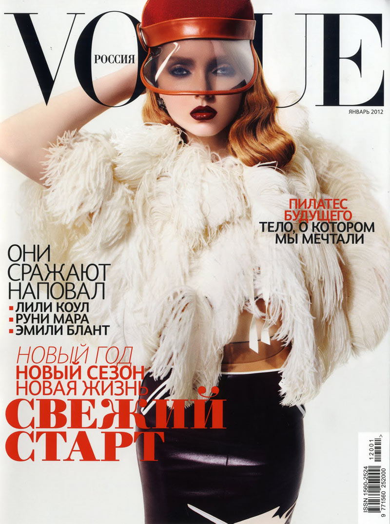 Vogue Russia January 2012 Cover | Lily Cole by Anthony Maule