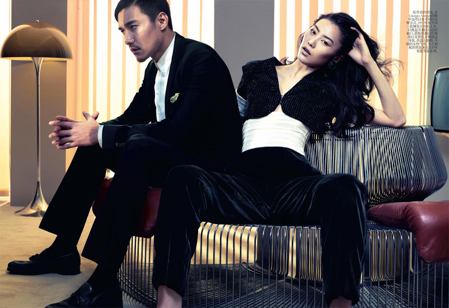 Liu Wen by Sharif Hamza in Giorgio Armani for Vogue China May 2012