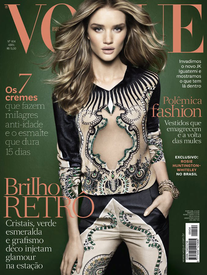 Vogue Brazil April 2012 Cover | Rosie Huntington-Whiteley by Henrique Gendre