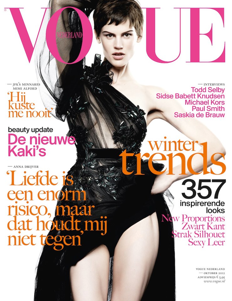 Saskia de Brauw is Glam in Gucci for Vogue Netherlands’ October 2012 Cover