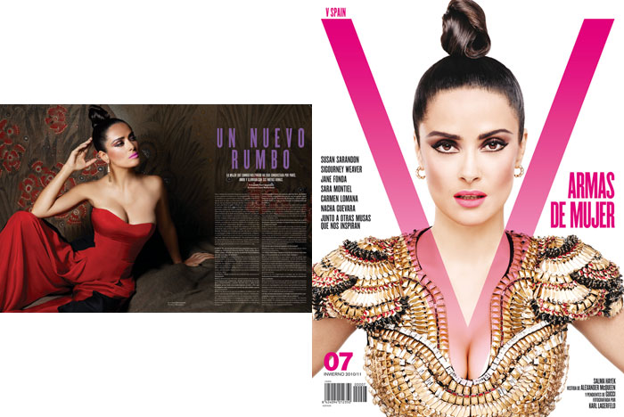 Salma Hayek for V Magazine Spain #7 by Karl Lagerfeld
