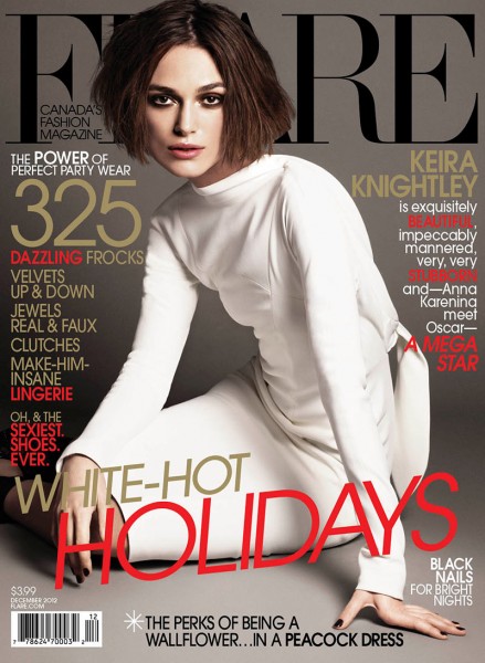 Keira Knightley Wears Winter White for Flare's December 2012 Cover Keira Knightley Wears Winter White for Flare's December 2012 Cover