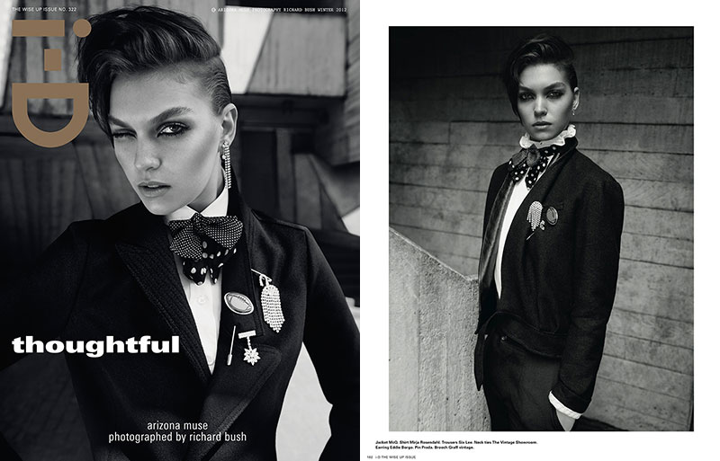 Arizona Muse Sports Boyish Looks for i-D’s Winter 2012 Cover Shoot by Richard Bush