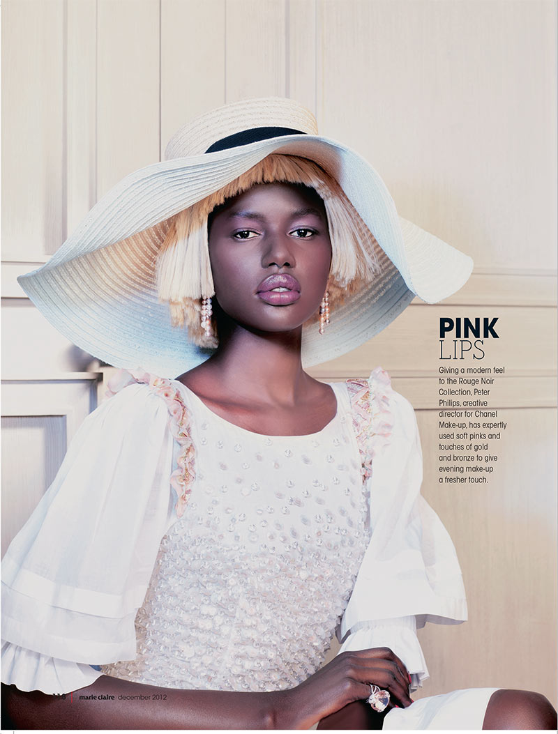 Ajak Deng Dons Chanel Beauty for Marie Claire South Africa's December Issue