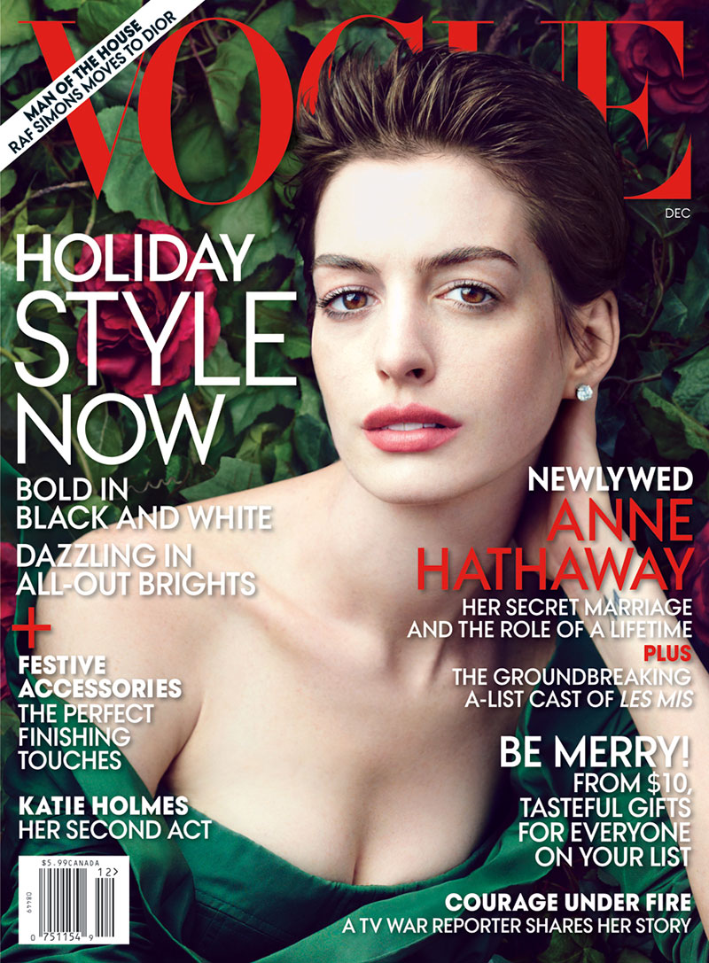 Anne Hathaway Graces the December 2012 Cover of Vogue US