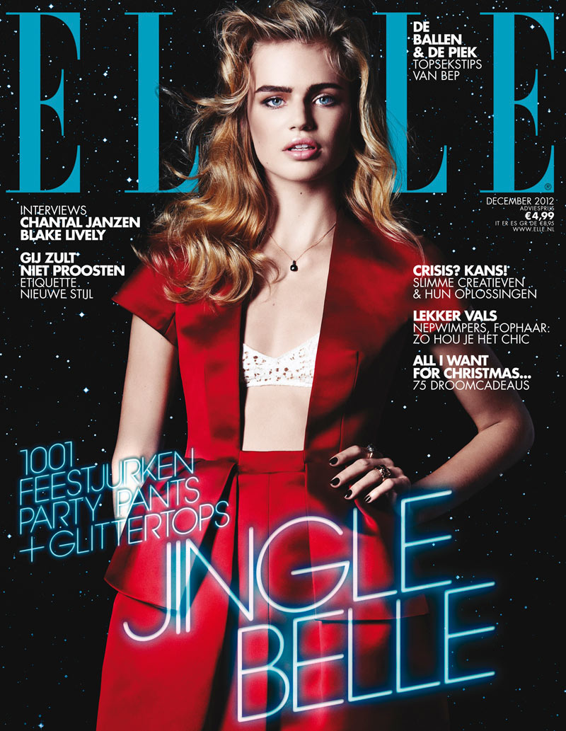 Milou Sluis Wears Holiday Red for Elle Netherlands’ December 2012 Cover