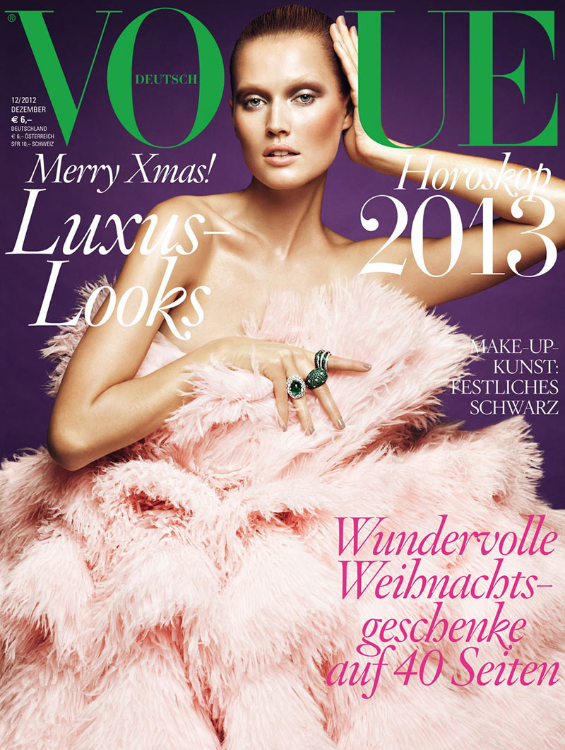 Toni Garrn Graces Vogue Germany’s December 2012 Cover in Alexander McQueen