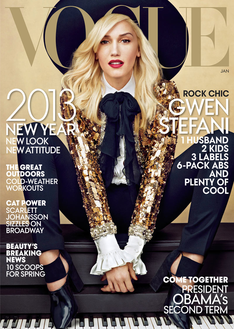 Gwen Stefani Covers Vogue US January 2013 in Saint Laurent