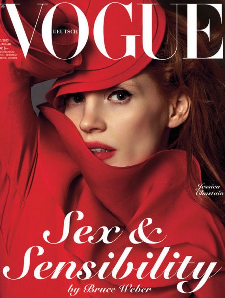 Jessica Chastain is Swathed in Gucci for Vogue Germany's January 2013 Cover Jessica Chastain is Swathed in Gucci for Vogue Germany's January 2013 Cover